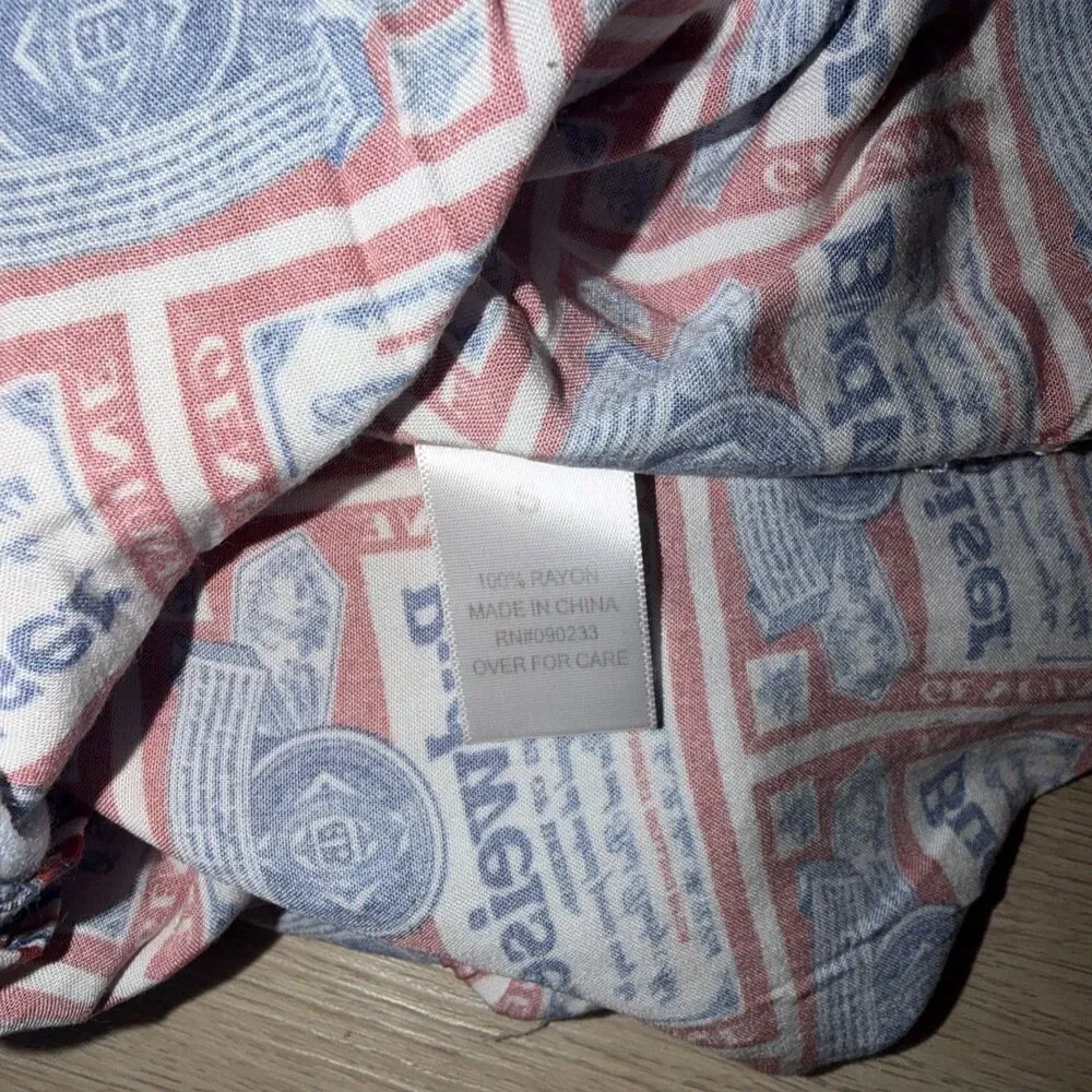 Pacsun x Budweiser All Over Print Beer Label Short Sleeve Shirt Mens Size Small⁠